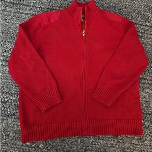 Lauren Ralph Lauren Women's 3XL Red Long Sleeved Full Zip Sweater